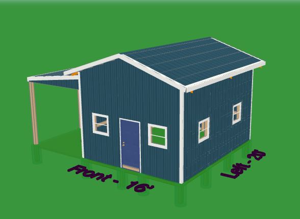 THE "WEEKENDER" - COMPLETE ENCLOSED POLE BARN KIT - 16' X 20' BLACKWATER TRUSS SYSTEMS