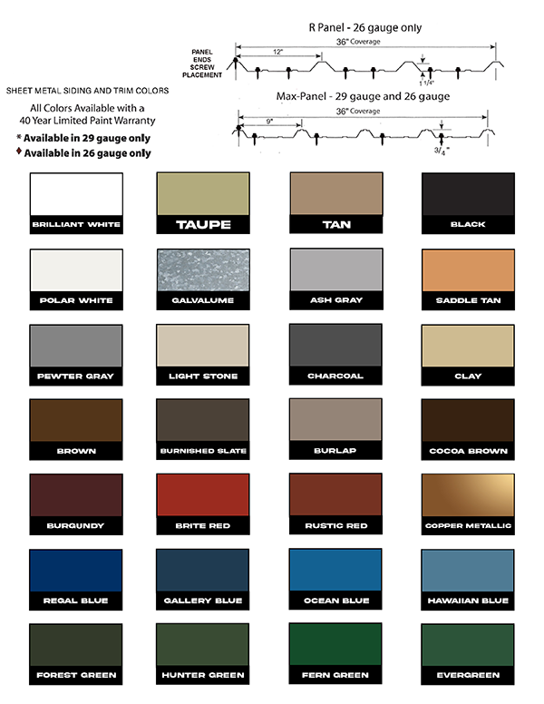 Gutter - Metal Trim Swatch Card with 21 colors
