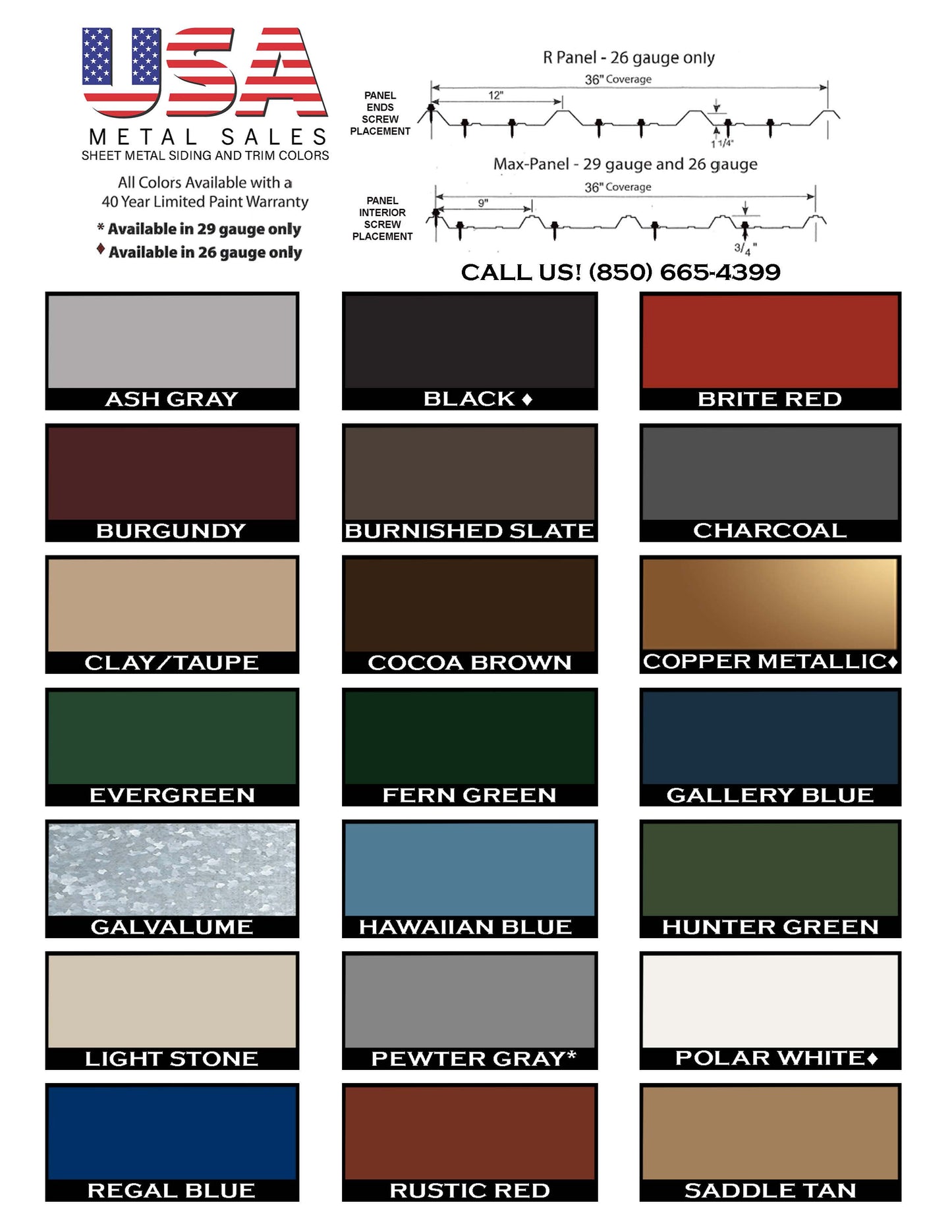 26 Gauge Painted Standing Seam Metal Panels - Rolled Metal for Roof, Walls, Wainscot and More!
