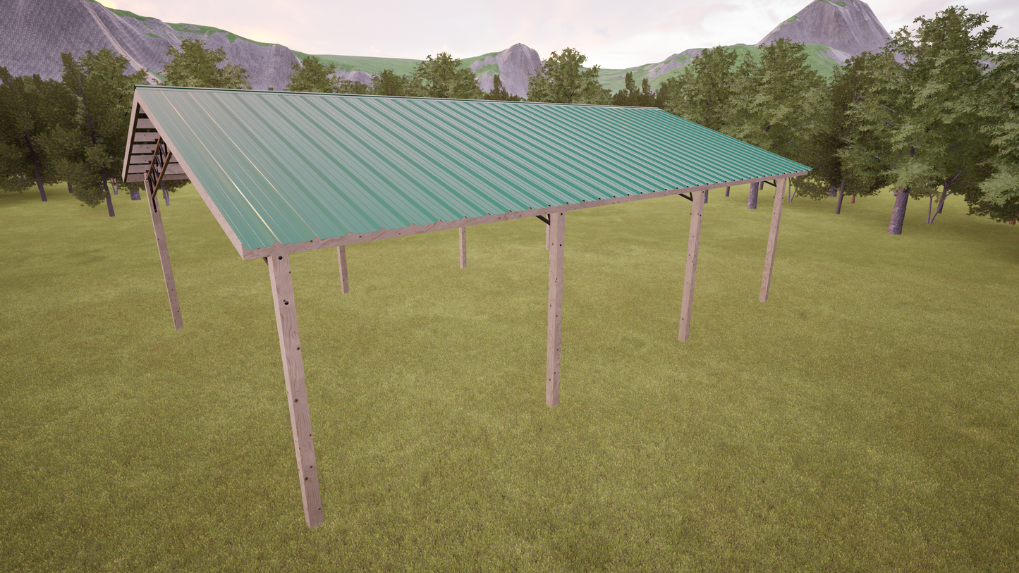 24' x 36' Open Pole Barn Kit