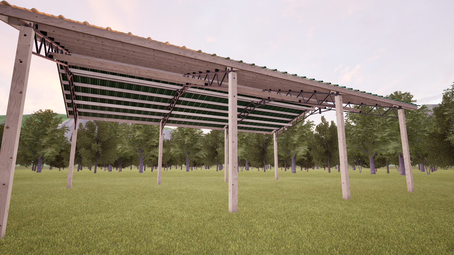 24' x 36' Open Pole Barn Kit