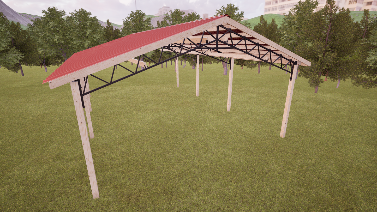 24' x 36' Open Pole Barn Kit