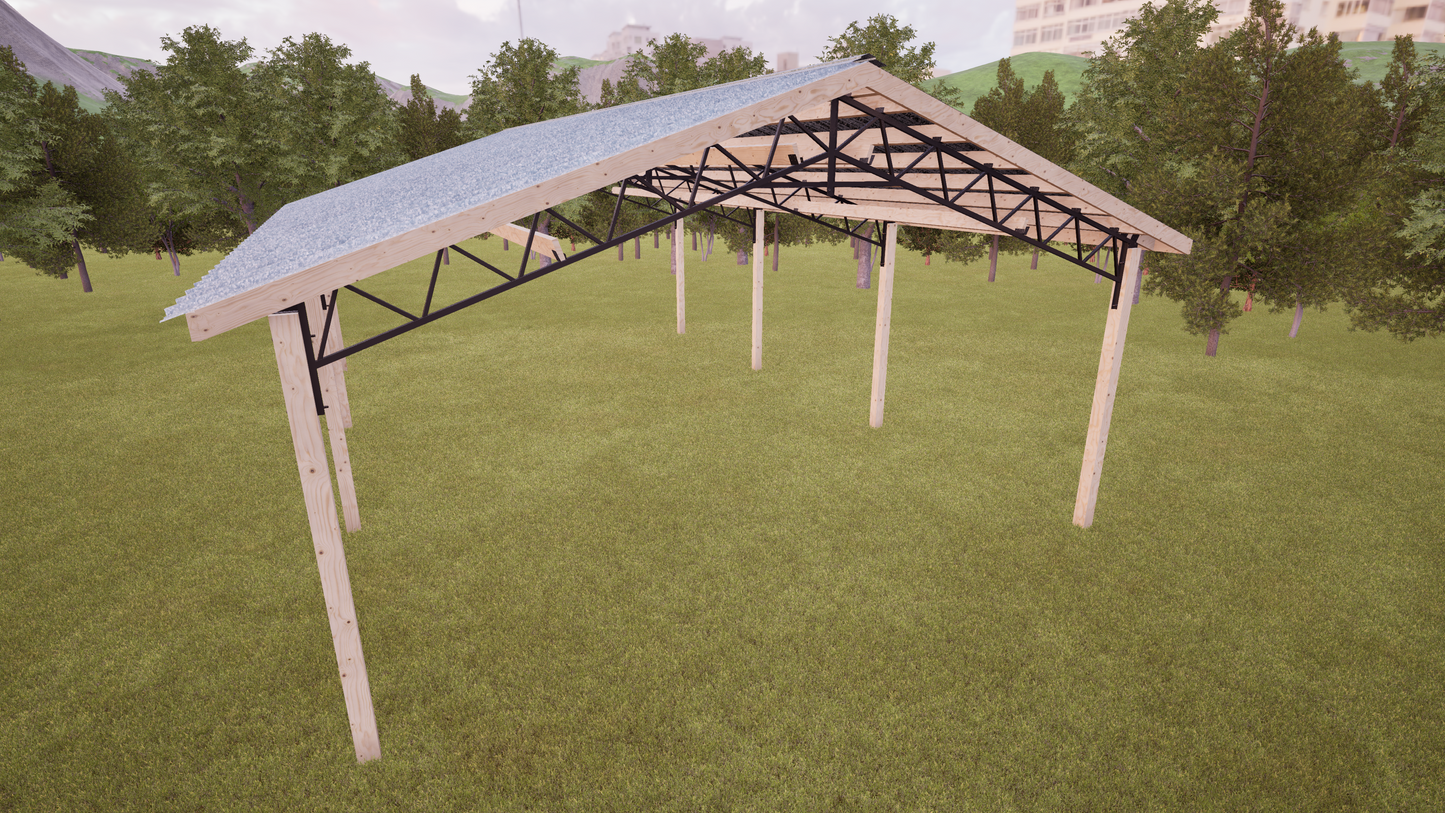 24' x 36' Open Pole Barn Kit