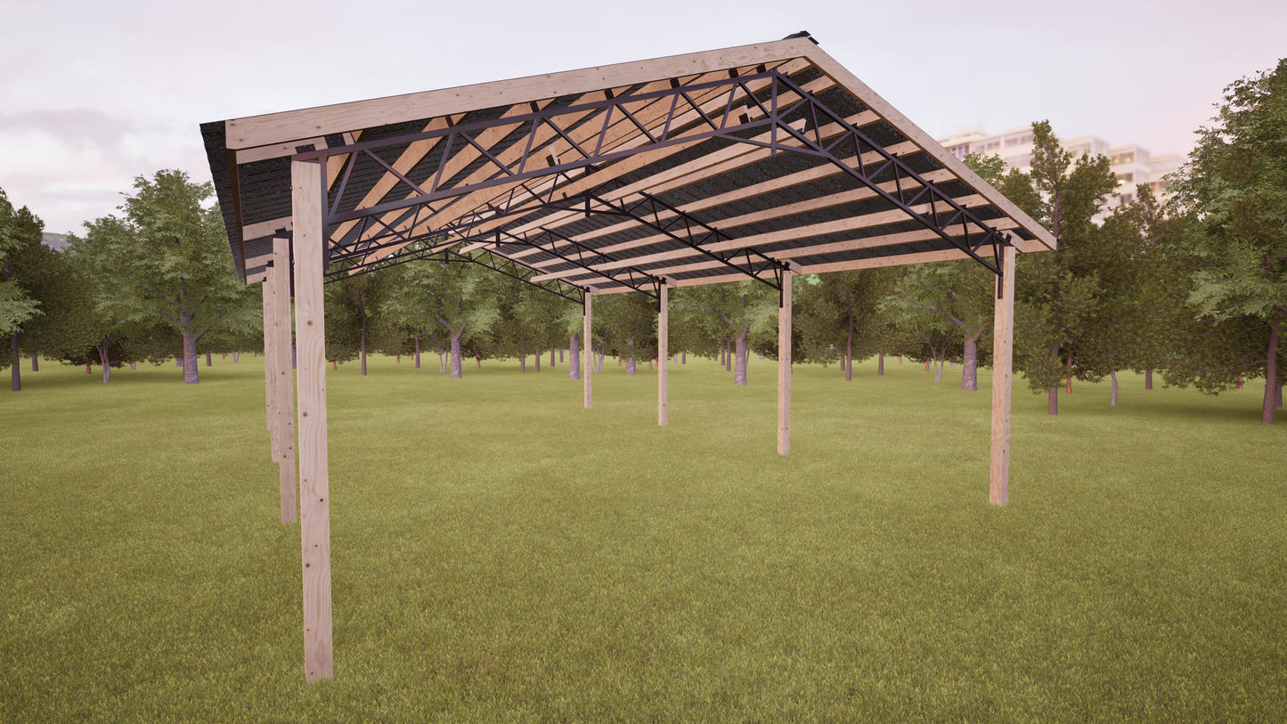24' x 36' Open Pole Barn Kit