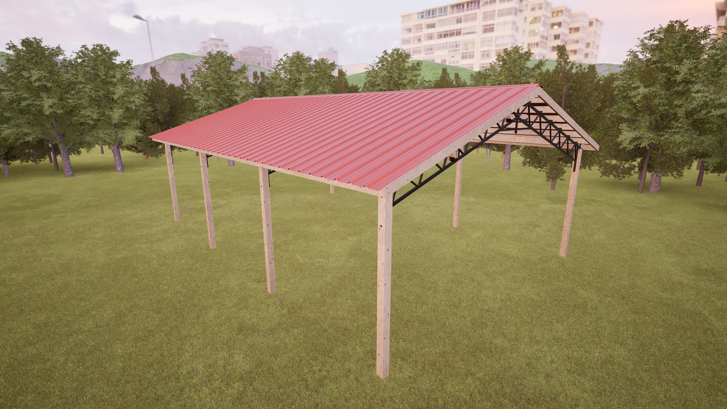 24' x 36' Open Pole Barn Kit