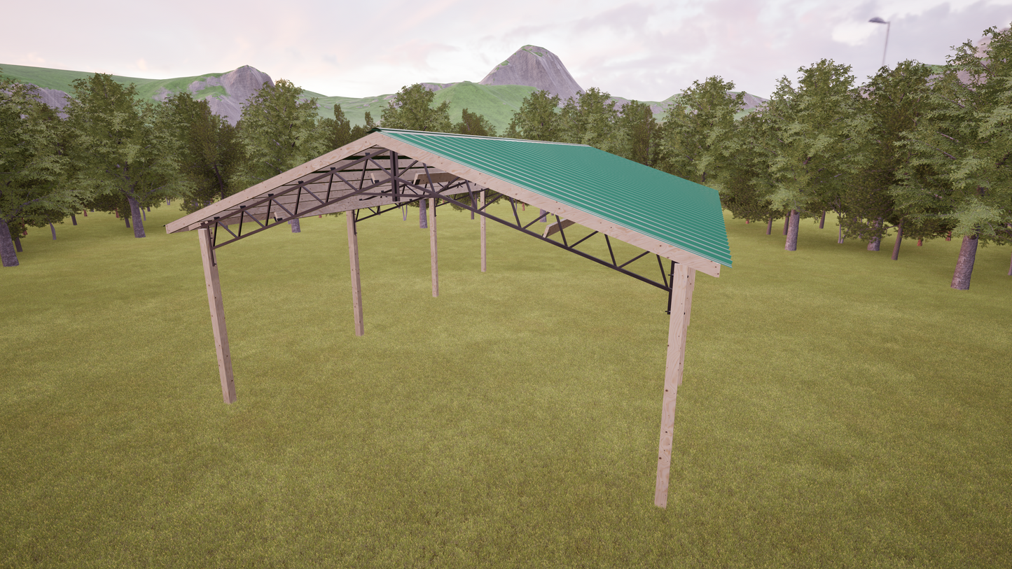 24' x 36' Open Pole Barn Kit