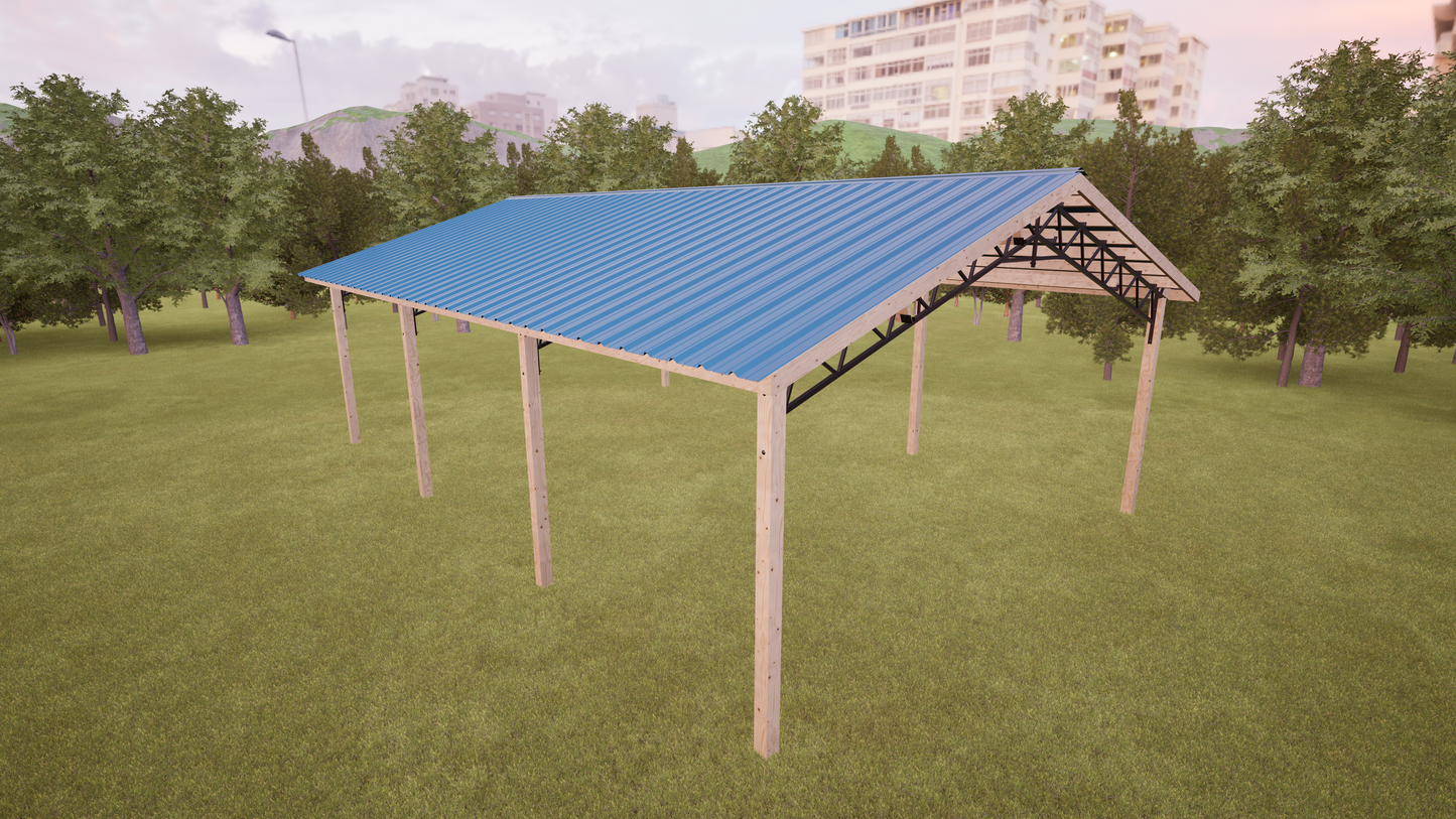 24' x 36' Open Pole Barn Kit