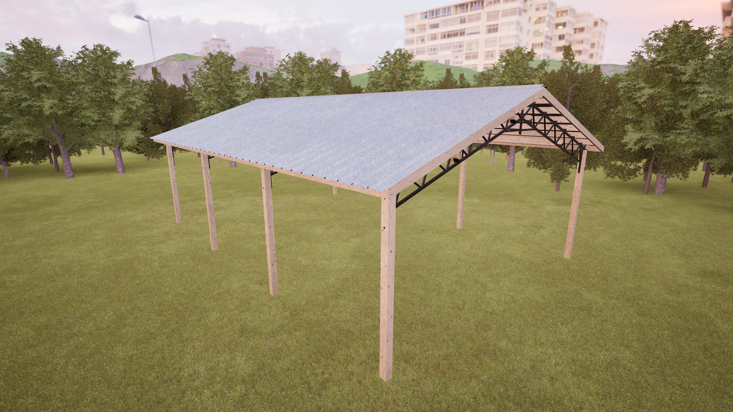 24' x 36' Open Pole Barn Kit