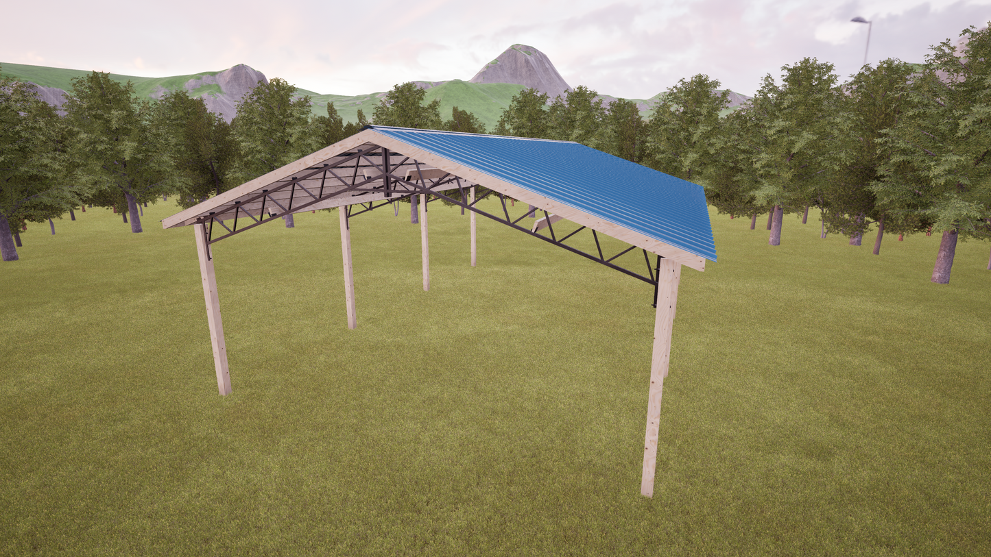 24' x 36' Open Pole Barn Kit