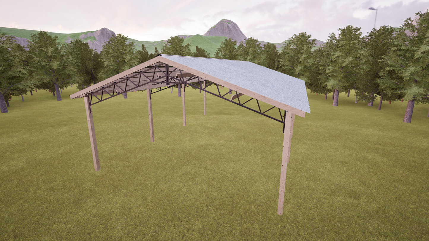 24' x 36' Open Pole Barn Kit