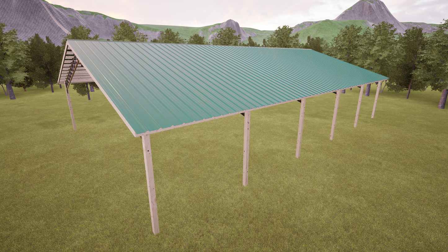 40' x 60' Open Pole Barn Kit