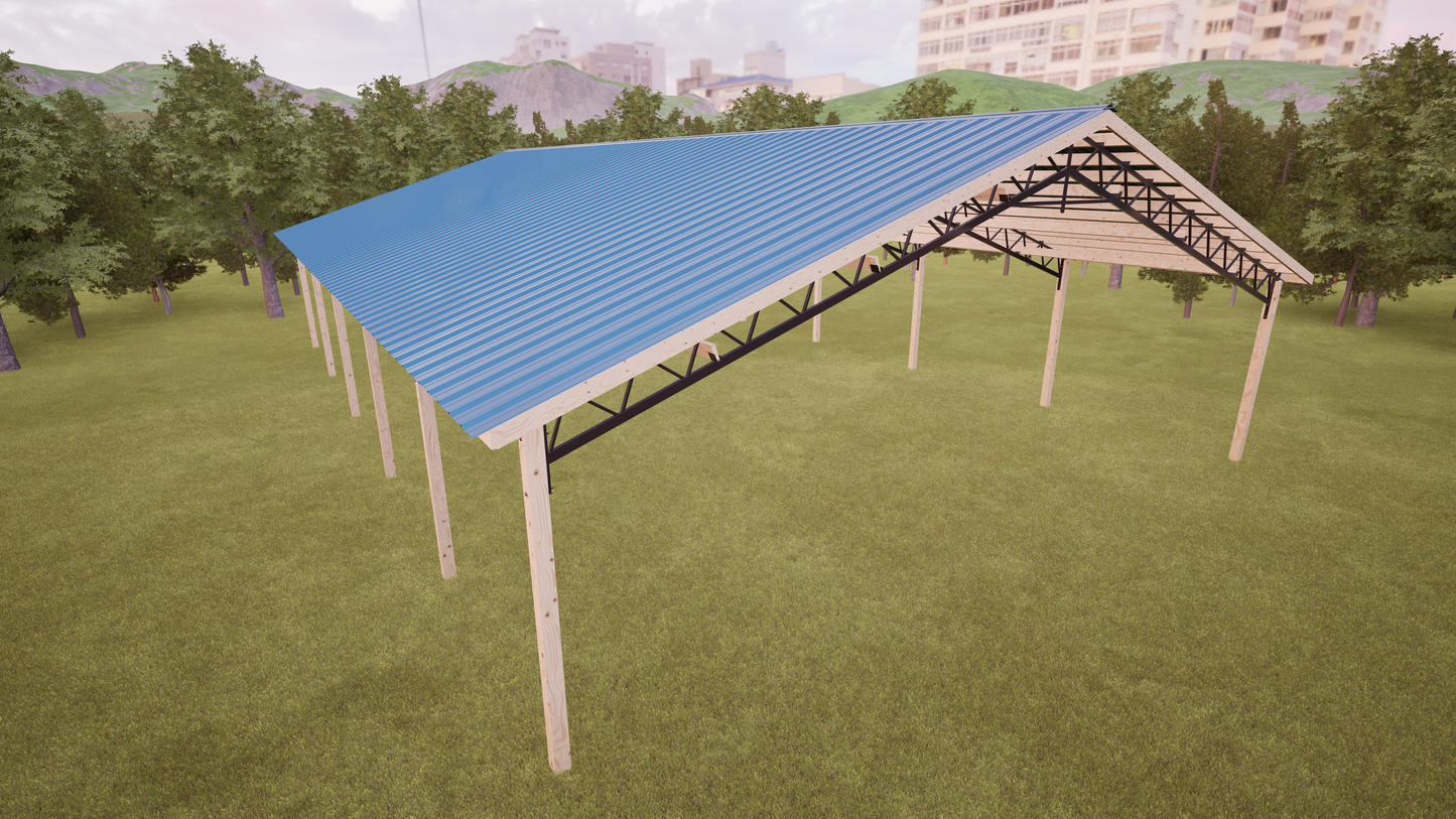 40' x 60' Open Pole Barn Kit