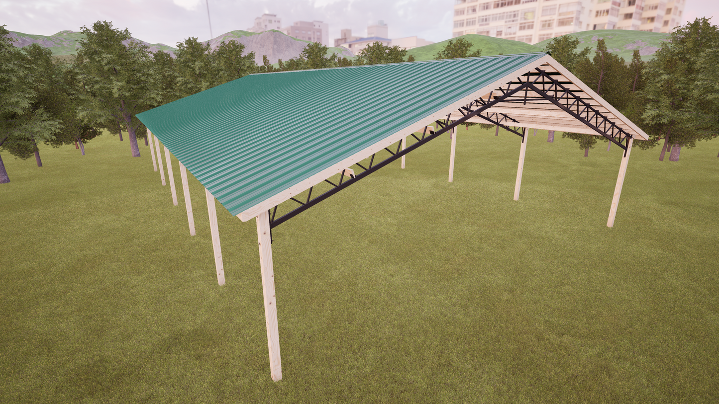 40' x 60' Open Pole Barn Kit