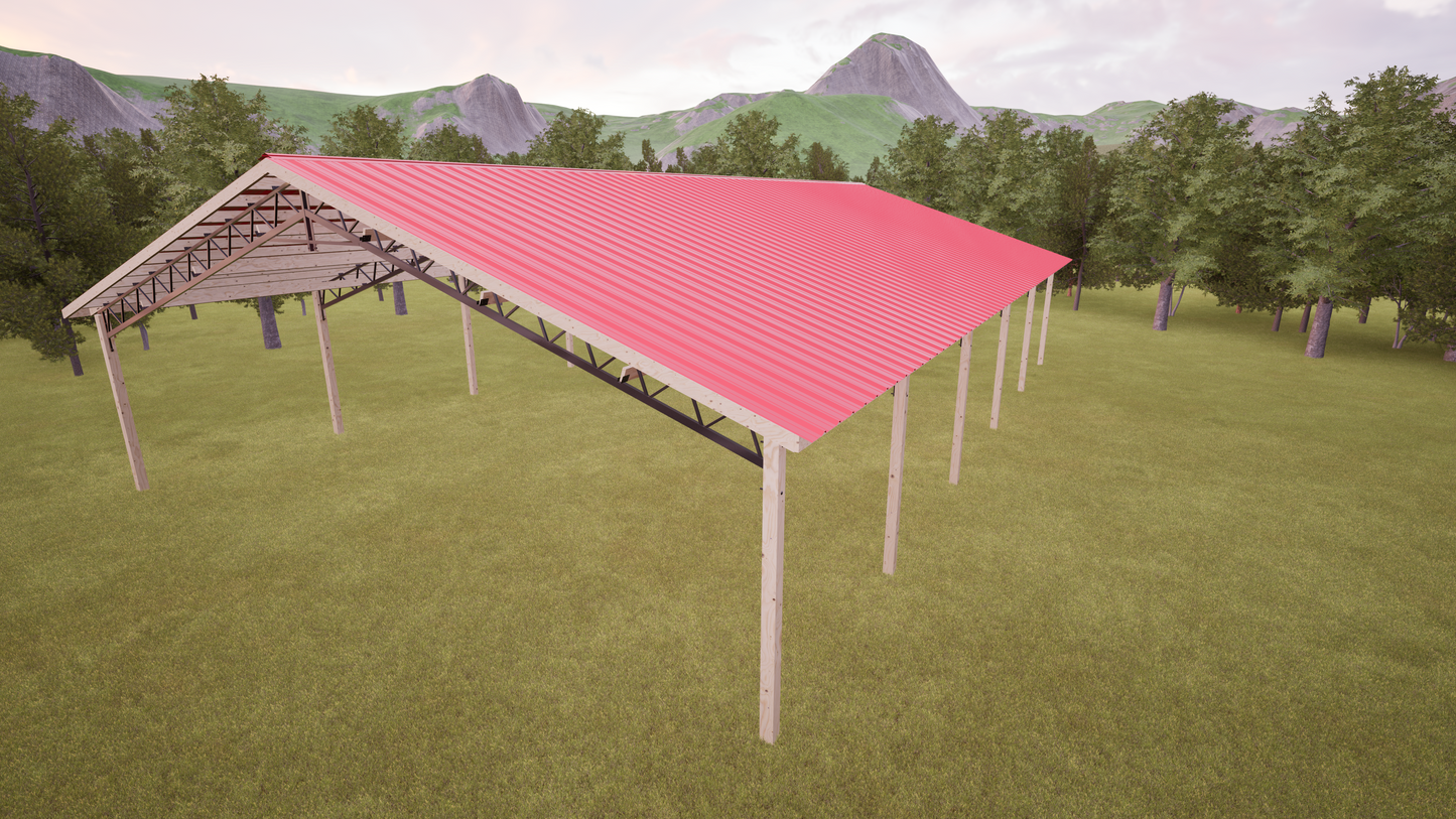 40' x 60' Open Pole Barn Kit