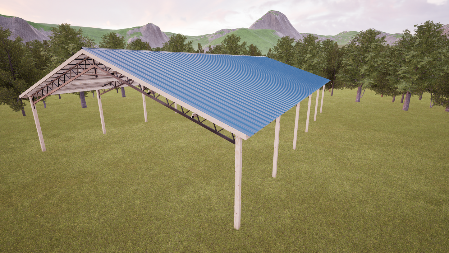 40' x 60' Open Pole Barn Kit