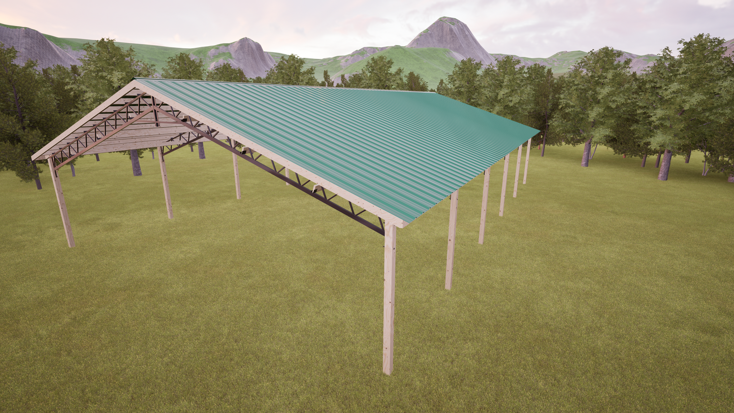 40' x 60' Open Pole Barn Kit