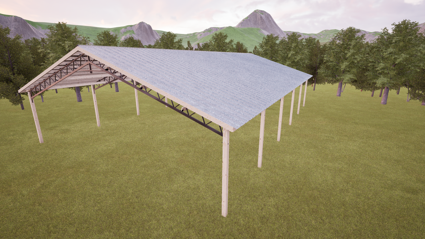40' x 60' Open Pole Barn Kit