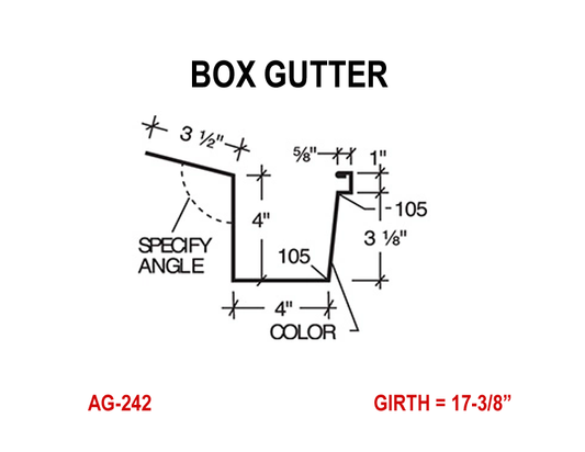 Gutter - Box Gutter - Metal Trim & Flashing - Choose from 21 Colors!