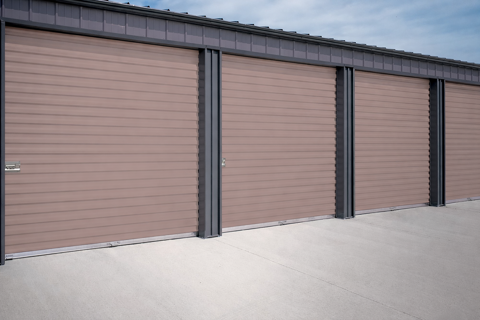 Overhead Doors | Garage Door - Storage Doors | Commercial roll up door in a tan taupe color