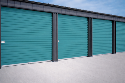 Overhead Doors | Garage Door - Storage Doors | Commercial roll up door in a dark teal color