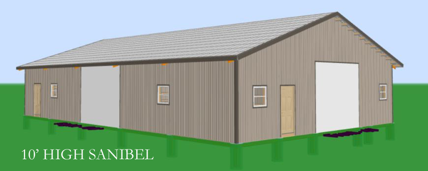 THE "SANIBEL" - COMPLETE ENCLOSED POLE BARN KIT - 40' X 60' BLACKWATER TRUSS SYSTEMS
