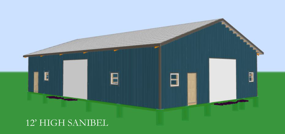 THE "SANIBEL" - COMPLETE ENCLOSED POLE BARN KIT - 40' X 60' BLACKWATER TRUSS SYSTEMS