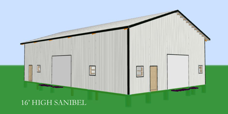 THE "SANIBEL" - COMPLETE ENCLOSED POLE BARN KIT - 40' X 60' BLACKWATER TRUSS SYSTEMS