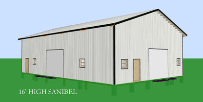 THE "SANIBEL" - COMPLETE ENCLOSED POLE BARN KIT - 40' X 60' BLACKWATER TRUSS SYSTEMS